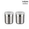 Culinex Stainless Steel Small 2 Pcs x 100ml Seasoning Salt Pepper Dispenser - 5x6 cms | Coarse Spice Sprinkler with Lid for Spices, Herbs, Masala | Dual Finish Mini Condiments Dispenser By thinKitchen