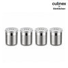 Culinex Stainless Steel Small 4 Pcs x 100ml Seasoning Salt Pepper Dispenser - 5x6 cms | Coarse Spice Sprinkler with Lid for Spices, Herbs, Masala | Dual Finish Mini Condiments Dispenser By thinKitchen