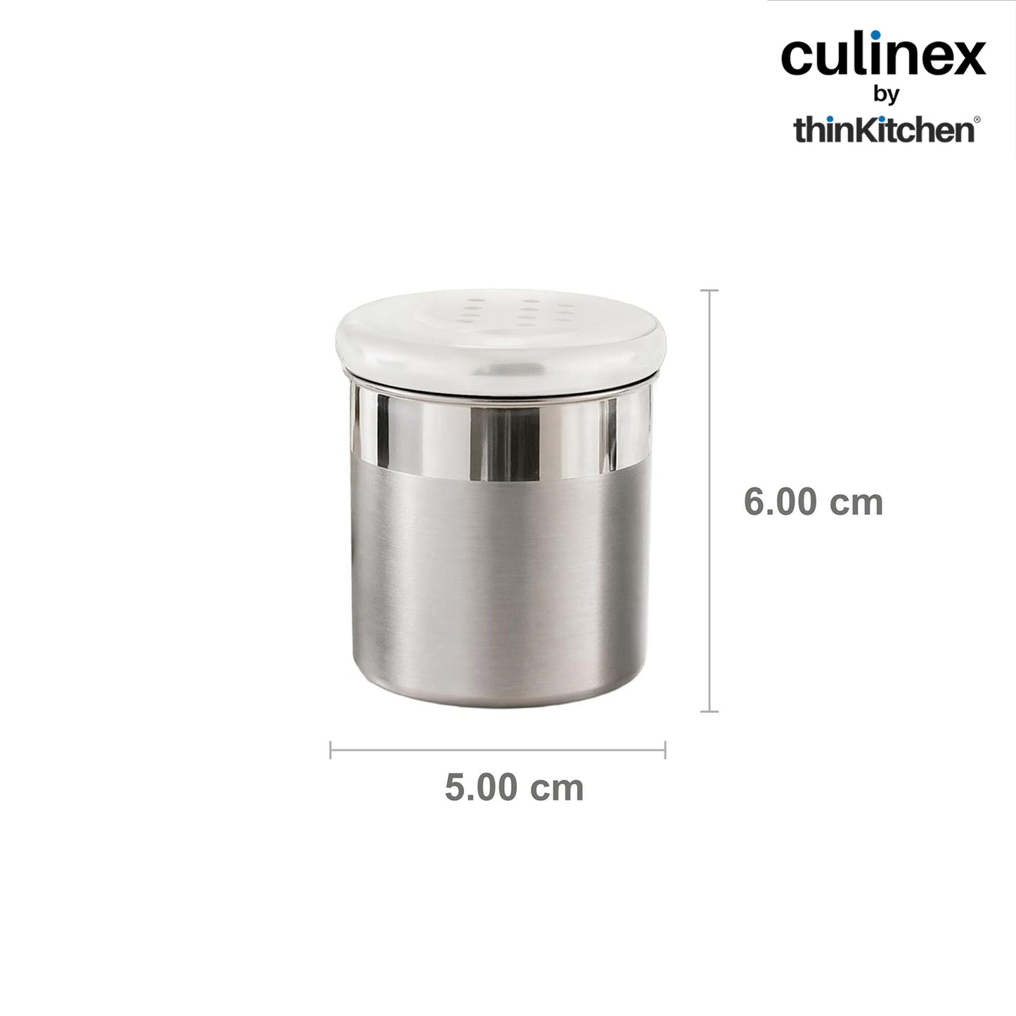 Culinex Stainless Steel Small 4 Pcs x 100ml Seasoning Salt Pepper Dispenser - 5x6 cms | Coarse Spice Sprinkler with Lid for Spices, Herbs, Masala | Dual Finish Mini Condiments Dispenser By thinKitchen