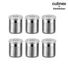 Culinex Stainless Steel Small 6 Pcs x 100ml Seasoning Salt Pepper Dispenser - 5x6 cms | Coarse Spice Sprinkler with Lid for Spices, Herbs, Masala | Dual Finish Mini Condiments Dispenser By thinKitchen