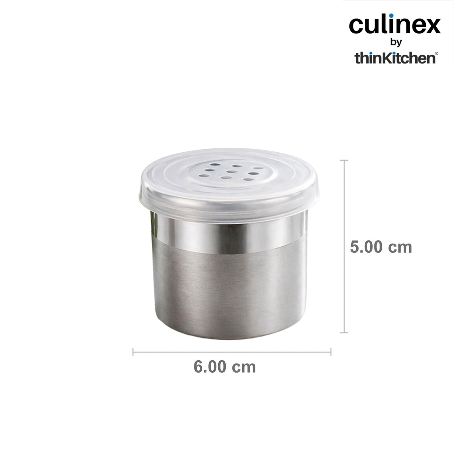 Culinex Stainless Steel Small 4 Pcs x 120ml Seasoning Salt Pepper Dispenser - 6x5 cms | Coarse Spice Sprinkler with Lid for Spices, Herbs, Masala | Dual Finish Mini Condiments Dispenser By thinKitchen