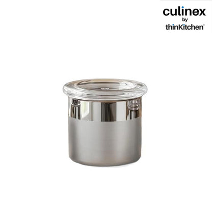 Culinex 18/8 Stainless Steel 4 Pcs x 100ml Small Airtight Storage Container (5x6cms), Mini dabba with Acrylic Lid for Kitchen | Dual Finish, Space Saving Mini Canister for Spices, Herbs By thinKitchen
