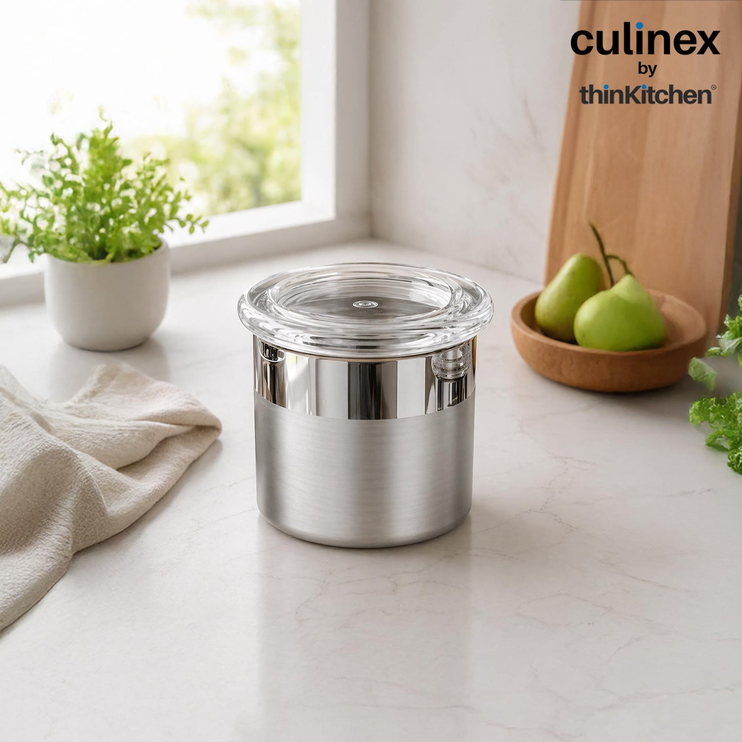 Culinex 18/8 Stainless Steel 6 Pcs x 100ml Small Airtight Storage Container (5x6cms), Mini dabba with Acrylic Lid for Kitchen | Dual Finish, Space Saving Mini Canister for Spices, Herbs By thinKitchen - 3