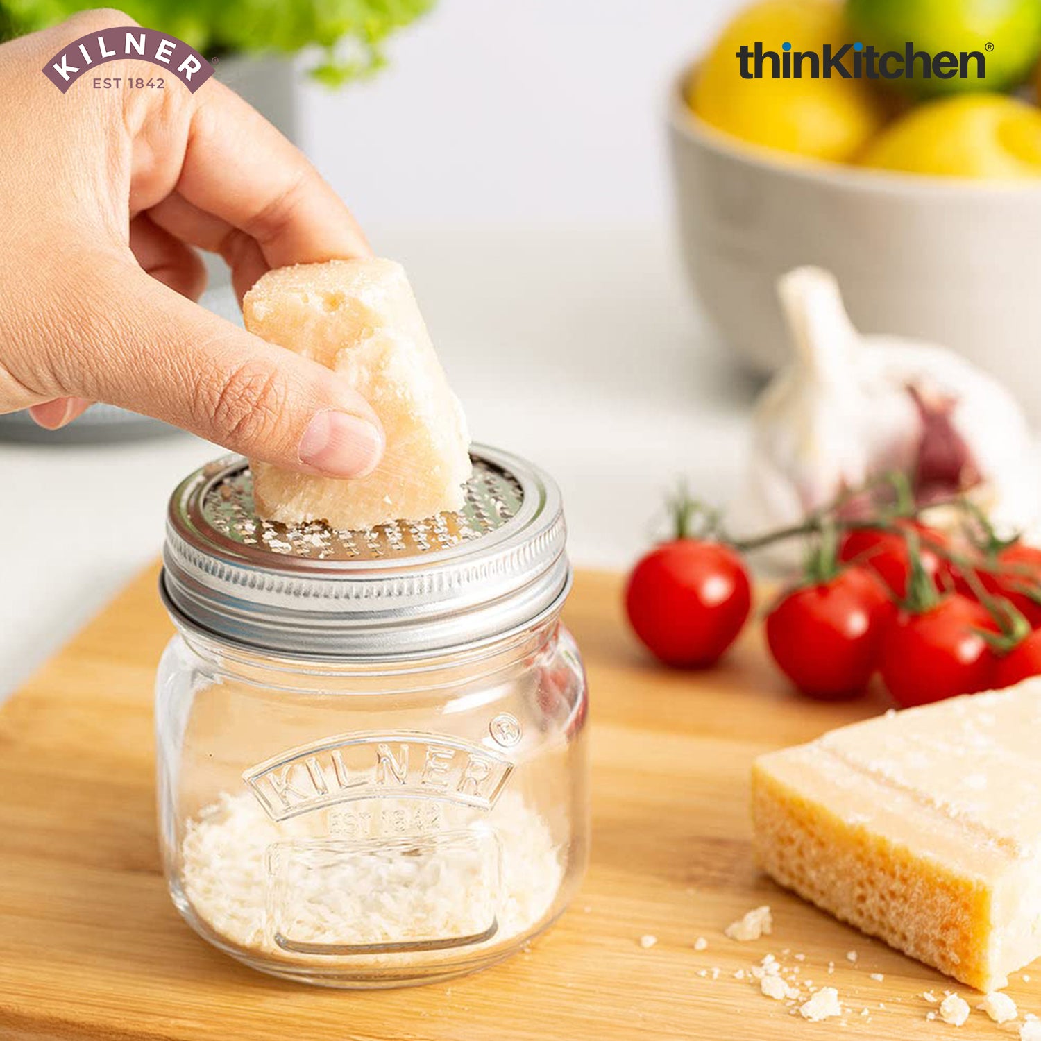 Kilner Premium 250ml Glass Storage Jar Set of 2 with Fine Grater Lid for Nutmeg, Cheese, Garlic & Citrus | Multipurpose Zester & Spice Jar, Reusable, Dishwasher Safe BPA Free Kitchen Container - 4