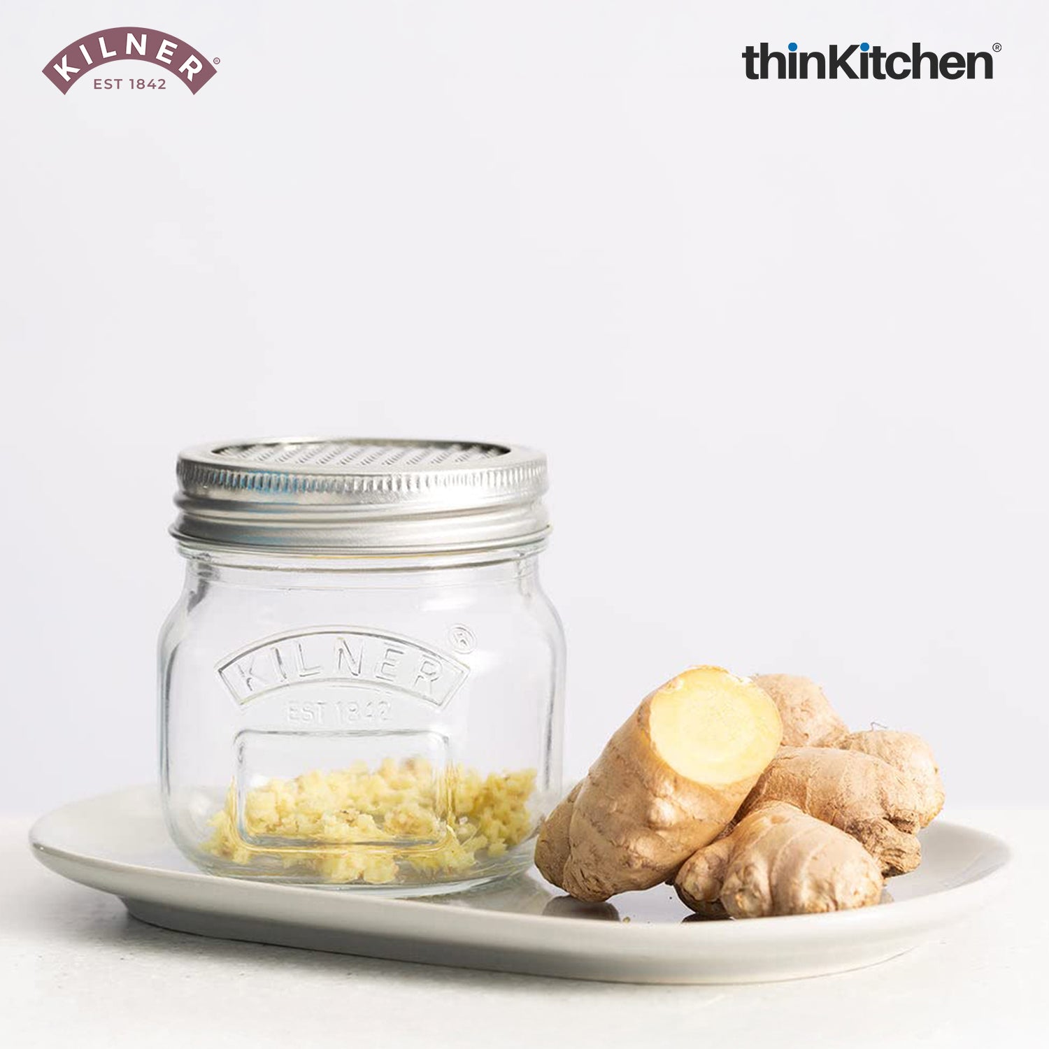 Kilner Premium 250ml Glass Storage Jar Set of 2 with Fine Grater Lid for Nutmeg, Cheese, Garlic & Citrus | Multipurpose Zester & Spice Jar, Reusable, Dishwasher Safe BPA Free Kitchen Container - 2