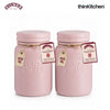 Kilner Premium 600ml Airtight Ceramic Storage Jar with Push Top Lid Set of 2- Pink for Dry Food, Tea, Coffee, Sugar, Biscuits | Stylish and Modern Kitchen Stoneware Storage Container