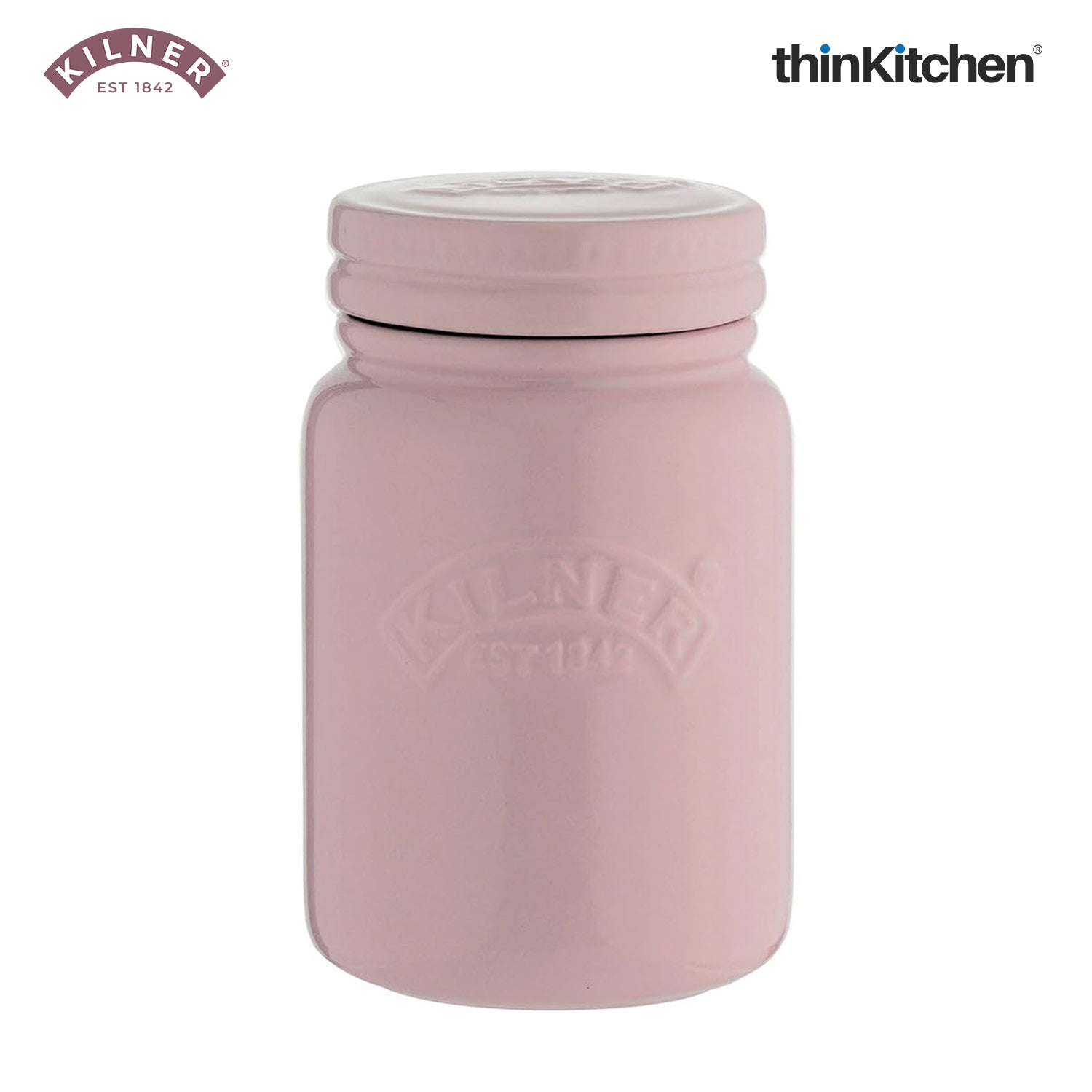 Kilner Premium 600ml Airtight Ceramic Storage Jar with Push Top Lid Set of 2- Pink for Dry Food, Tea, Coffee, Sugar, Biscuits | Stylish and Modern Kitchen Stoneware Storage Container - 4