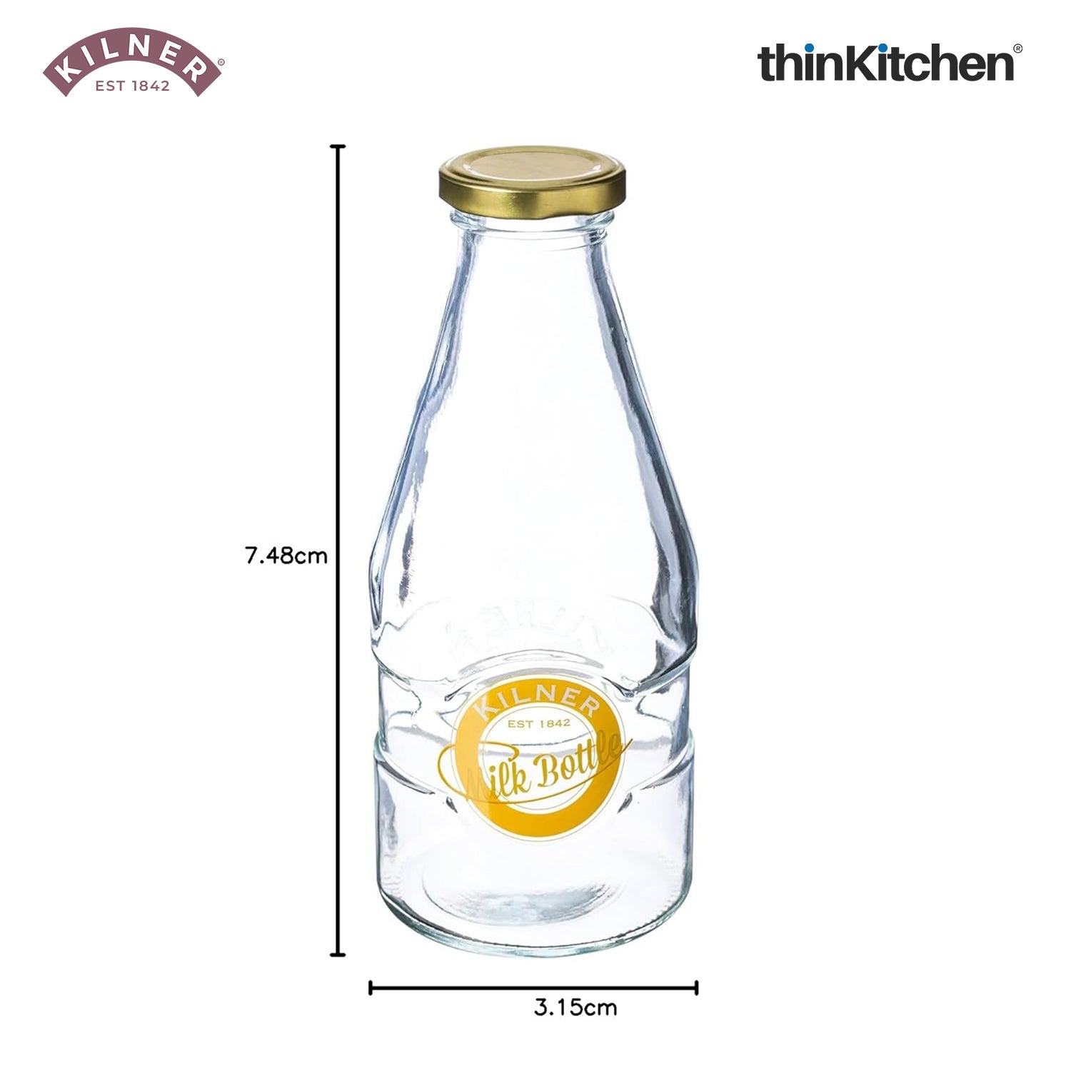 Kilner Premium 568ml Clear Airtight Glass Bottle Set of 2 for Water, Milk, Juices, Shakes | Reusable Twist Top Bottle, BPA Free, Eco-Friendly Kitchen Storage - 4