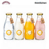 Kilner Premium 568ml Clear Airtight Glass Bottle Set of 4 for Water, Milk, Juices, Shakes | Reusable Twist Top Bottle, BPA Free, Eco-Friendly Kitchen Storage