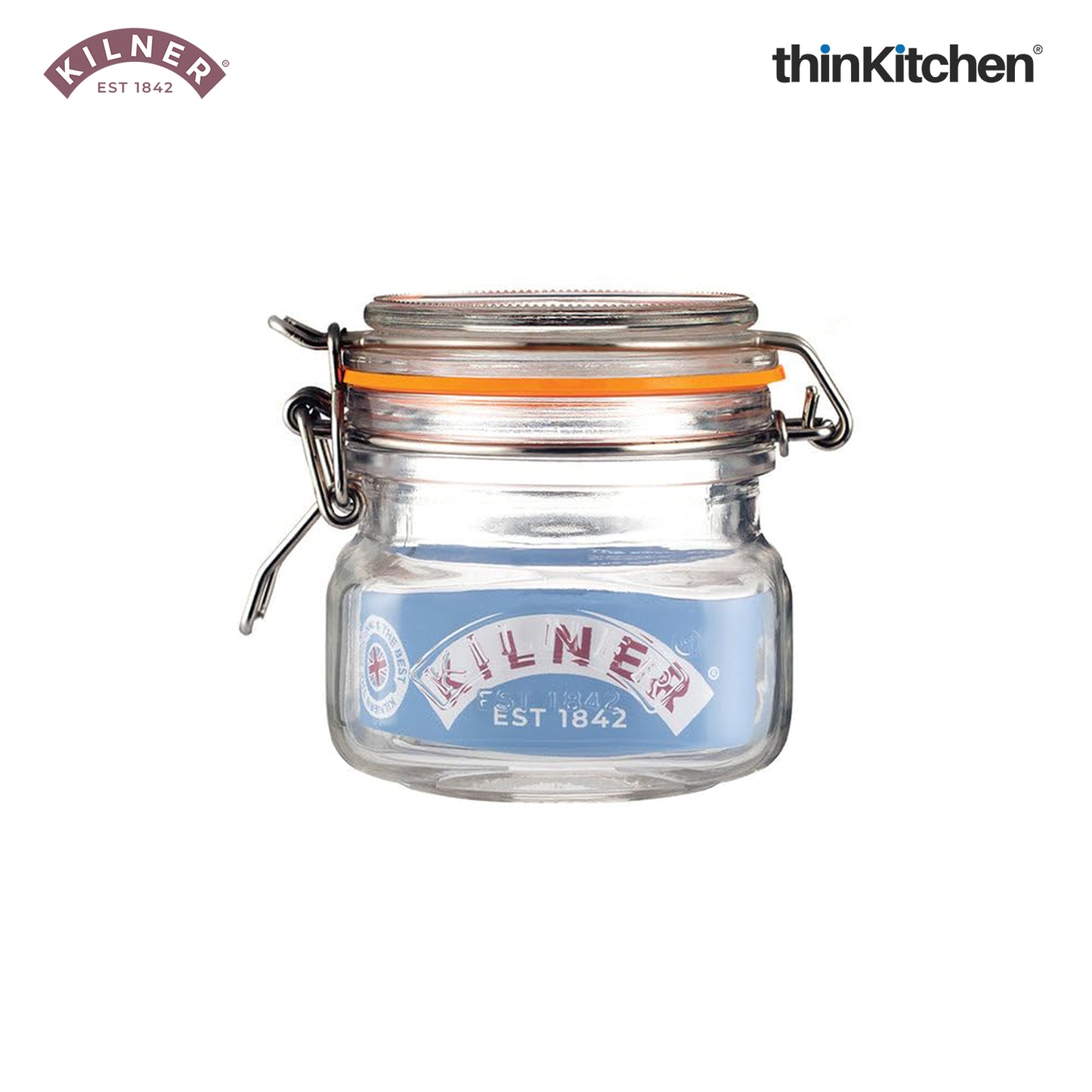 Kilner Premium 250ml Airtight Leakproof Square Glass Jar Set of 4 with Clip Top Lid or Spices, Sauces, Chutneys, Baby Food, Honey, Ghee | Kitchen Storage Reusable BPA Free Glass Container