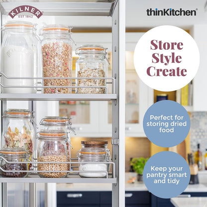 Kilner Premium 250ml Airtight Leakproof Square Glass Jar Set of 4 with Clip Top Lid or Spices, Sauces, Chutneys, Baby Food, Honey, Ghee | Kitchen Storage Reusable BPA Free Glass Container