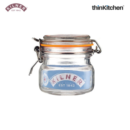 Kilner Premium 250ml Airtight Leakproof Square Glass Jar Set of 6 with Clip Top Lid or Spices, Sauces, Chutneys, Baby Food, Honey, Ghee | Kitchen Storage Reusable BPA Free Glass Container
