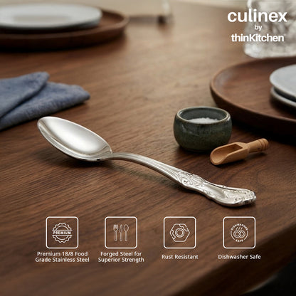 Culinex 18/8 Premium Stainless Steel 4.4" Tea Spoon Set of 12 for Tea, Coffee, Spices, Dessert -  Fest | Small Spoons, Silver Rustproof Stylish Flatware By thinKitchen