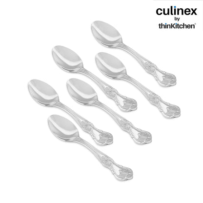 Culinex 18/8 Premium Stainless Steel 4.4" Tea Spoon Set of 12 for Tea, Coffee, Spices, Dessert -  Fest | Small Spoons, Silver Rustproof Stylish Flatware By thinKitchen