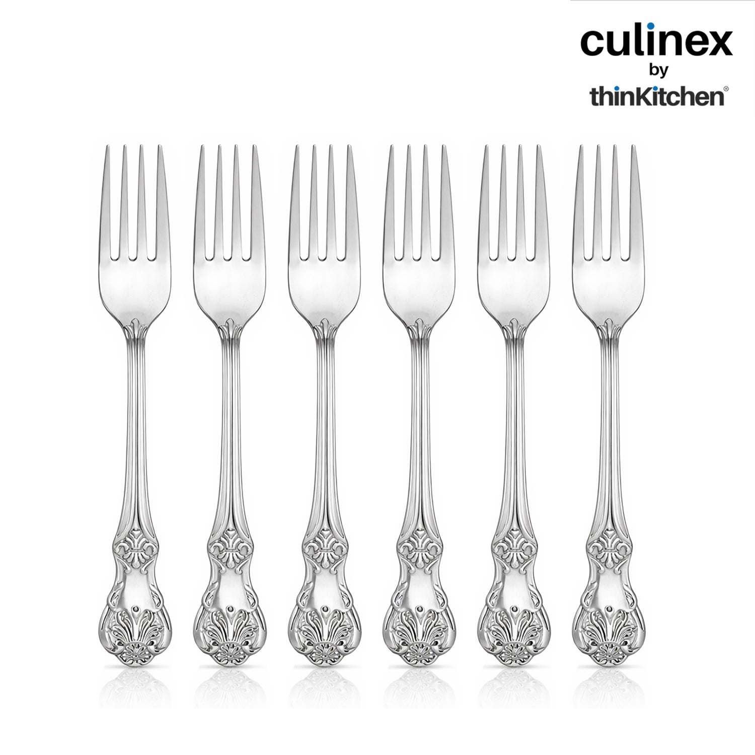 Culinex 18/8 Premium Stainless Steel 7.6" All Purpose Fork Set of 12 for Dining Table, Kitchen| Rustproof Dinner Forks, Silver Flatware By thinKitchen (Fest) - 4
