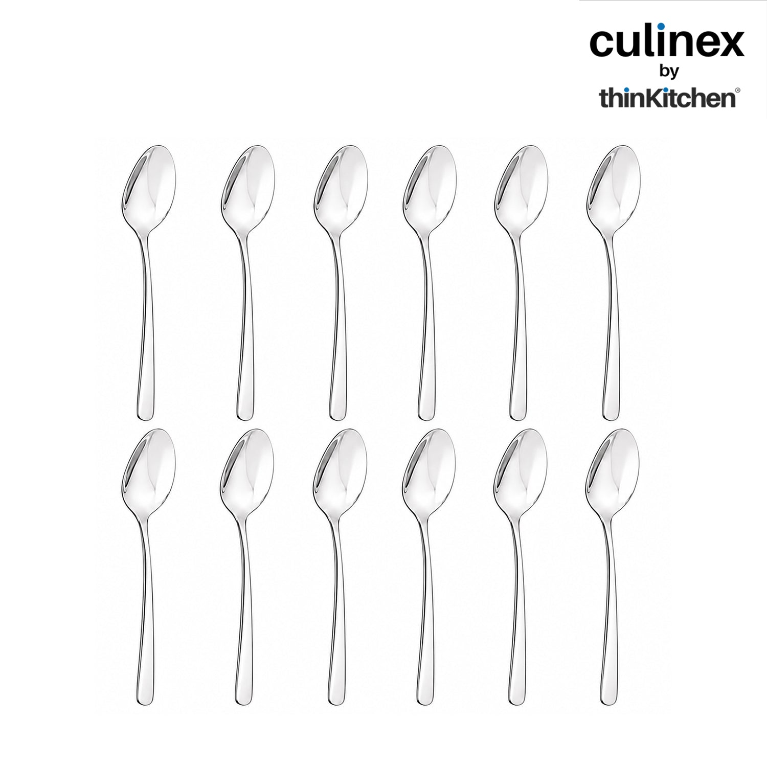 Culinex 18/8 Premium Stainless Steel 6.3" Tea Spoon Set of 12 for Dining Table, Kitchen - Dora| Small Spoons Ideal for Tea, Coffee, Spices, Dessert, Silver Rustproof Flatware By thinKitchen - 1