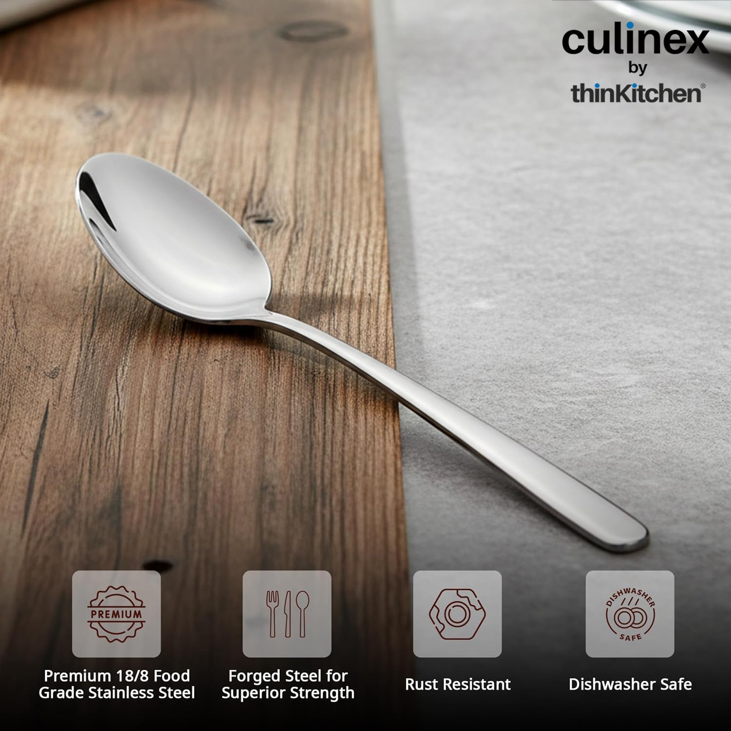 Culinex 18/8 Premium Stainless Steel 6.3" Tea Spoon Set of 12 for Dining Table, Kitchen - Dora| Small Spoons Ideal for Tea, Coffee, Spices, Dessert, Silver Rustproof Flatware By thinKitchen - 5