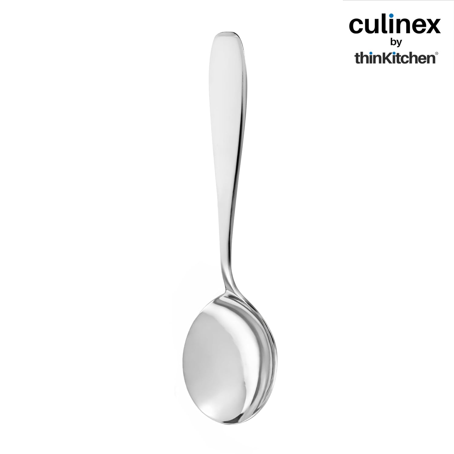 Culinex Premium Stainless Steel 9.5" Oval Serving Spoon Set of 4, Deluxe| All Purpose Kitchen Serving Spoon, Silver Rustproof Dishwasher Safe Kitchen Tools, Tableware By thinKitchen - 2