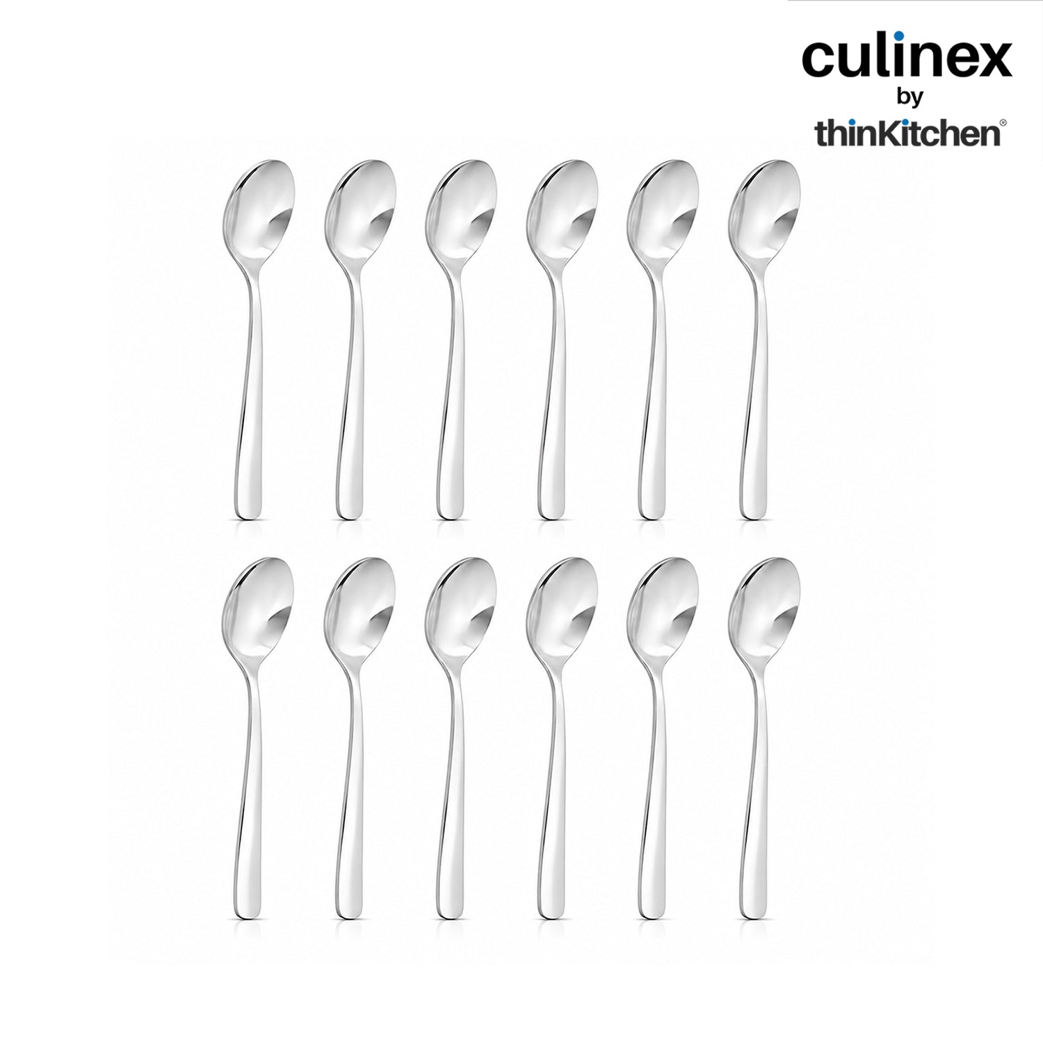 Culinex Premium Stainless Steel 5.5" Tea & Coffee Small Spoon Set of 12 | Silver Rustproof Food Grade Flatware Cutlery By thinKitchen (Essen) - 1