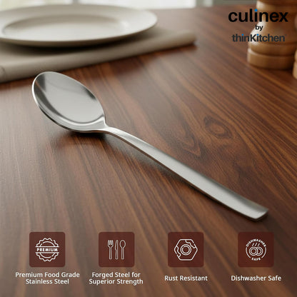 Culinex Premium Stainless Steel 5.5" Tea & Coffee Small Spoon Set of 12 | Silver Rustproof Food Grade Flatware Cutlery By thinKitchen (Essen)