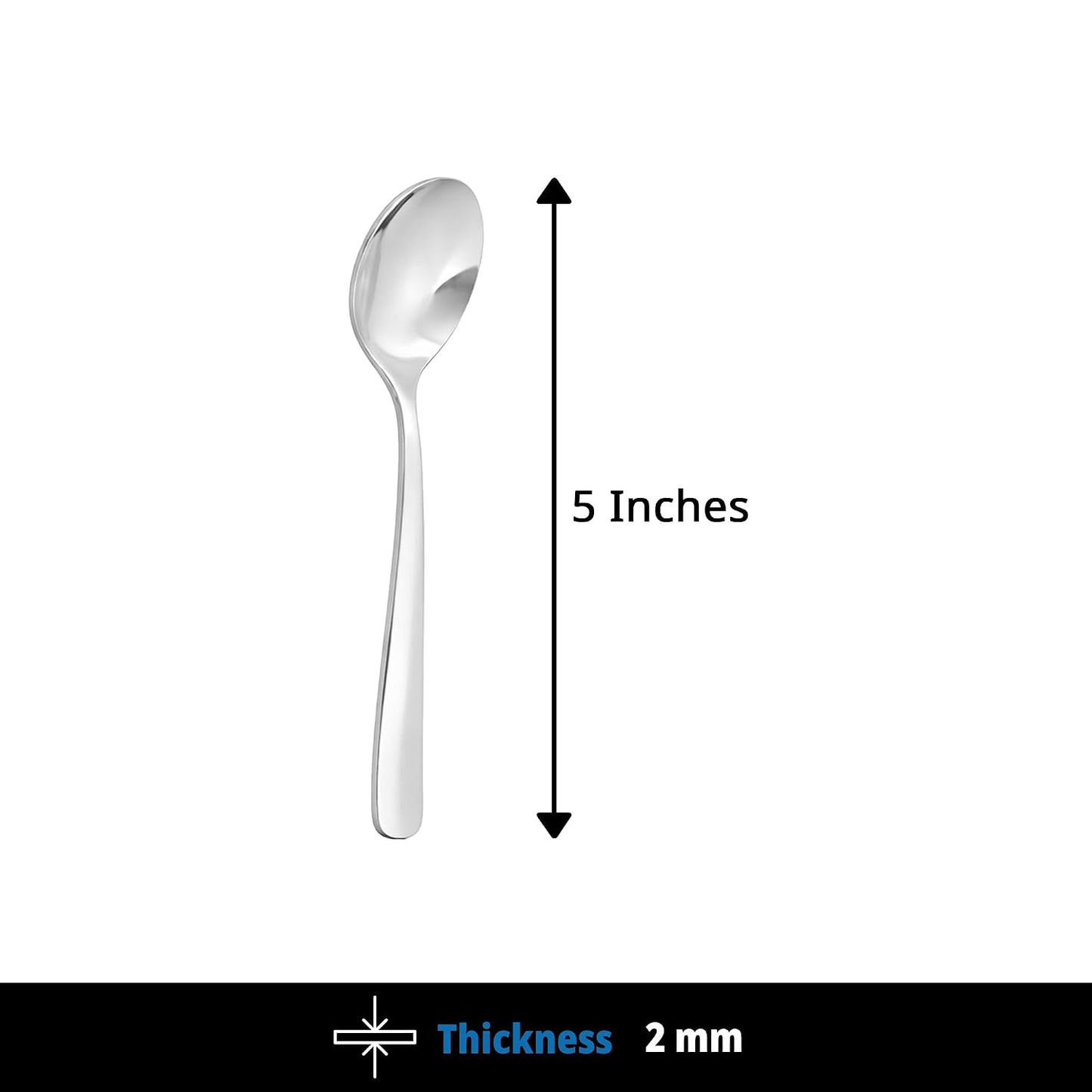 Culinex Premium Stainless Steel 5.5" Tea & Coffee Small Spoon Set of 12 | Silver Rustproof Food Grade Flatware Cutlery By thinKitchen (Essen)