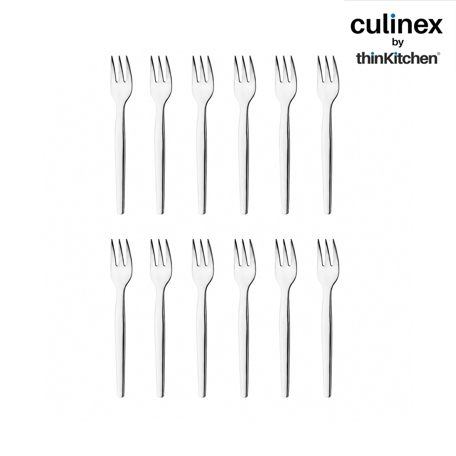Culinex Premium Stainless Steel 5.7" Small Fruit Fork, Set of 12 | Ideal for Cake, Fruits, Fruits, Desserts | Silver Rustproof Flatware, Tableware By thinKitchen (Queen) - 1