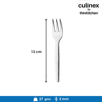 Culinex Premium Stainless Steel 5.7" Small Fruit Fork, Set of 12 | Ideal for Cake, Fruits, Fruits, Desserts | Silver Rustproof Flatware, Tableware By thinKitchen (Queen)