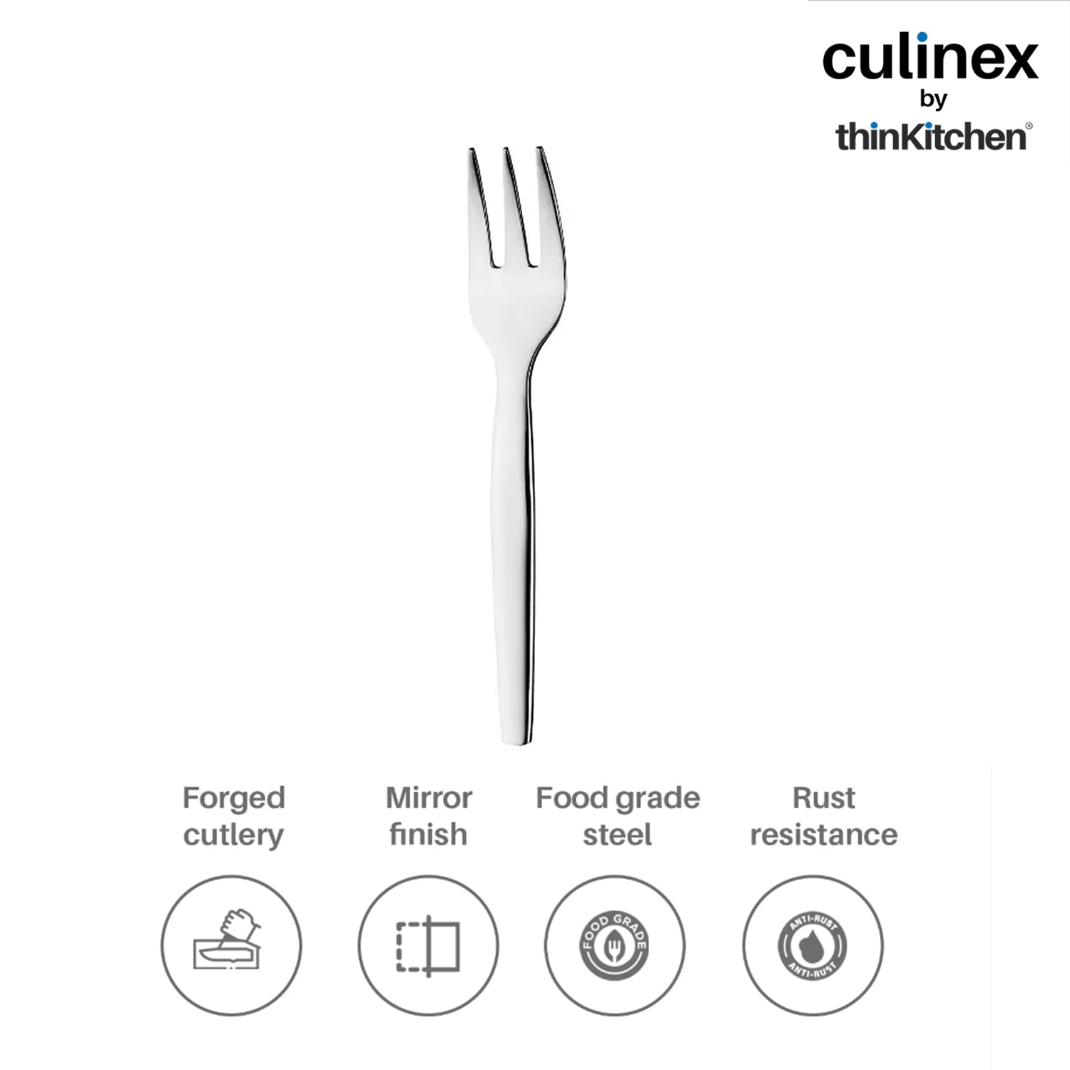 Culinex Premium Stainless Steel 5.7" Small Fruit Fork, Set of 12 | Ideal for Cake, Fruits, Fruits, Desserts | Silver Rustproof Flatware, Tableware By thinKitchen (Queen) - 4