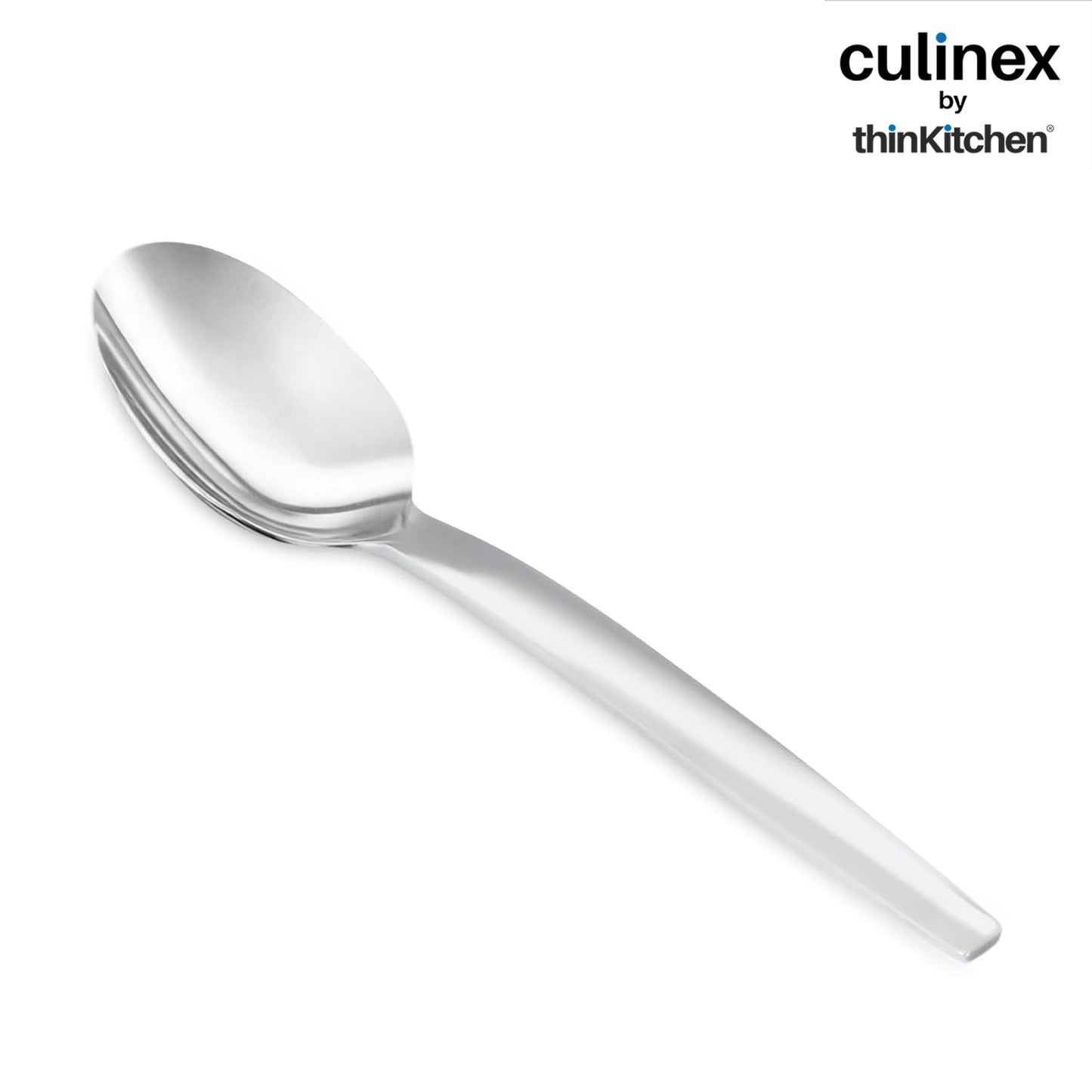 Culinex Premium 7.9" Stainless Steel Dinner Spoon Set of 12 for Dining Table, Kitchen | Heavy, Rustproof Dishwasher Safe Silver Flatware by thinKitchen (Queen Series)