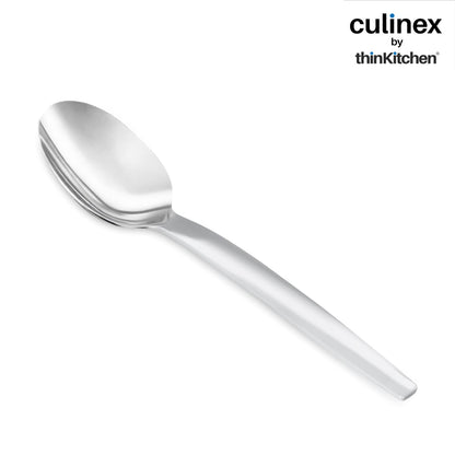 Culinex Premium 7.9" Stainless Steel Dinner Spoon Set of 12 for Dining Table, Kitchen | Heavy, Rustproof Dishwasher Safe Silver Flatware by thinKitchen (Queen Series)