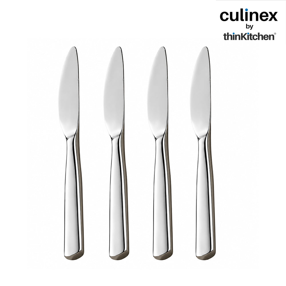 Culinex Premium Stainless Steel 8.5" Knife Set of 4 for Dining Table, Kitchen | Rustproof Dinner Knives, Silver Flatware by thinKitchen (Essen)