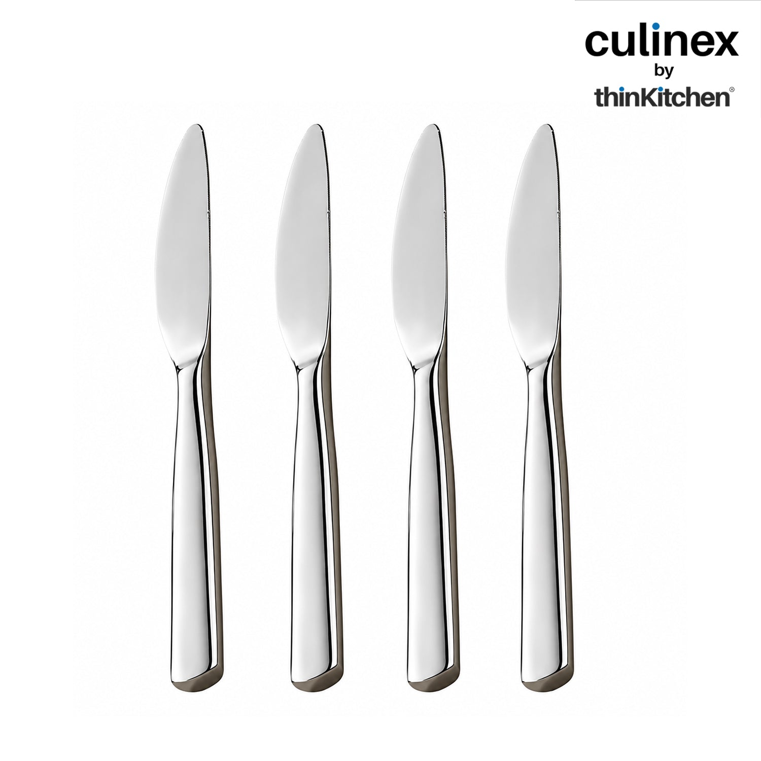 Culinex Premium Stainless Steel 8.5" Knife Set of 4 for Dining Table, Kitchen | Rustproof Dinner Knives, Silver Flatware by thinKitchen (Essen) - 1