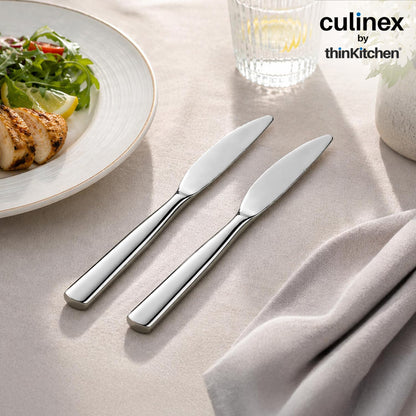 Culinex Premium Stainless Steel 8.5" Knife Set of 4 for Dining Table, Kitchen | Rustproof Dinner Knives, Silver Flatware by thinKitchen (Essen)