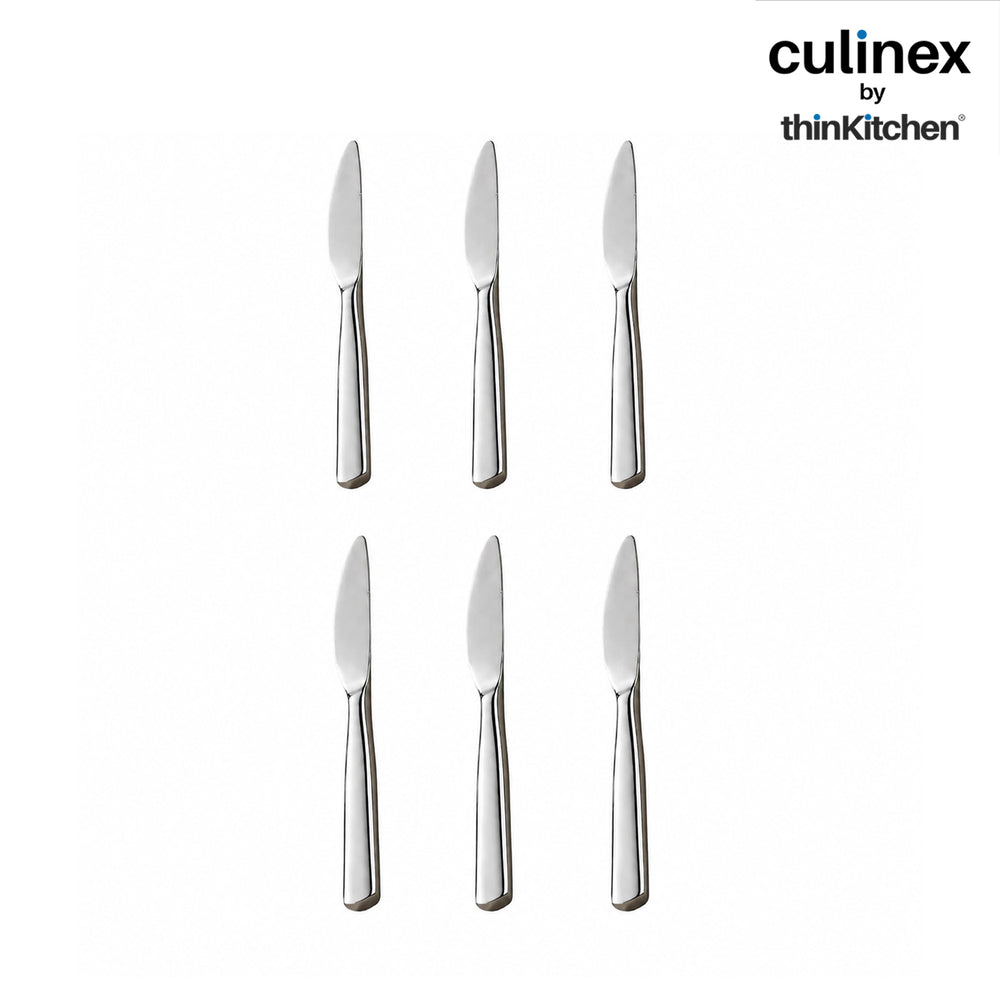 Culinex Premium Stainless Steel 8.5" Knife Set of 6 for Dining Table, Kitchen | Rustproof Dinner Knives, Silver Flatware by thinKitchen (Essen)