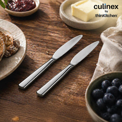 Culinex Premium Stainless Steel 8.5" Knife Set of 6 for Dining Table, Kitchen | Rustproof Dinner Knives, Silver Flatware by thinKitchen (Essen)