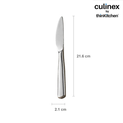 Culinex Premium Stainless Steel 8.5" Knife Set of 6 for Dining Table, Kitchen | Rustproof Dinner Knives, Silver Flatware by thinKitchen (Essen)
