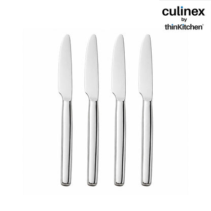 Culinex Premium Stainless Steel 8.5" Knife Set of 4 for Dining Table, Kitchen | Rustproof Dinner Knives, Silver Flatware by thinKitchen (Queen)