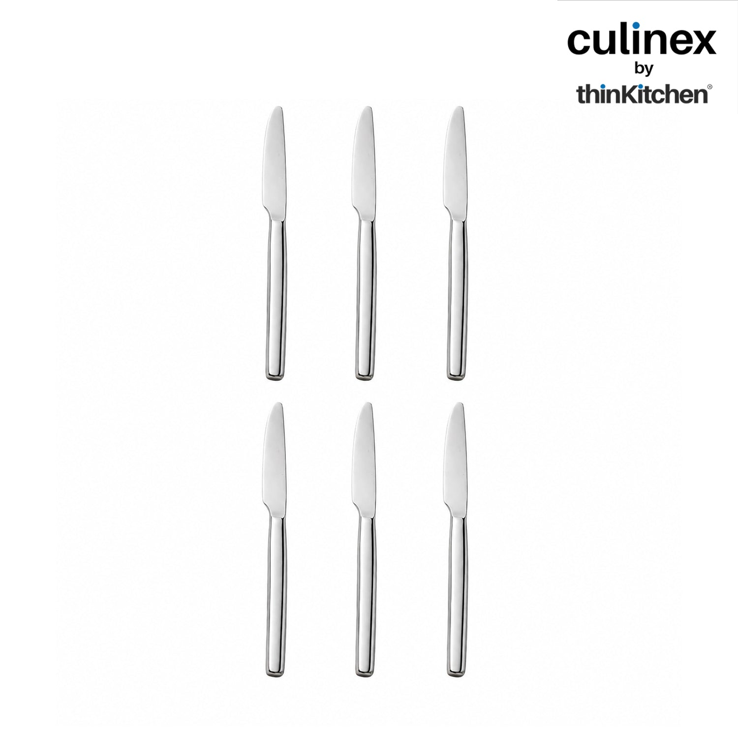 Culinex Premium Stainless Steel 8.5" Knife Set of 6 for Dining Table, Kitchen | Rustproof Dinner Knives, Silver Flatware by thinKitchen (Queen) - 1