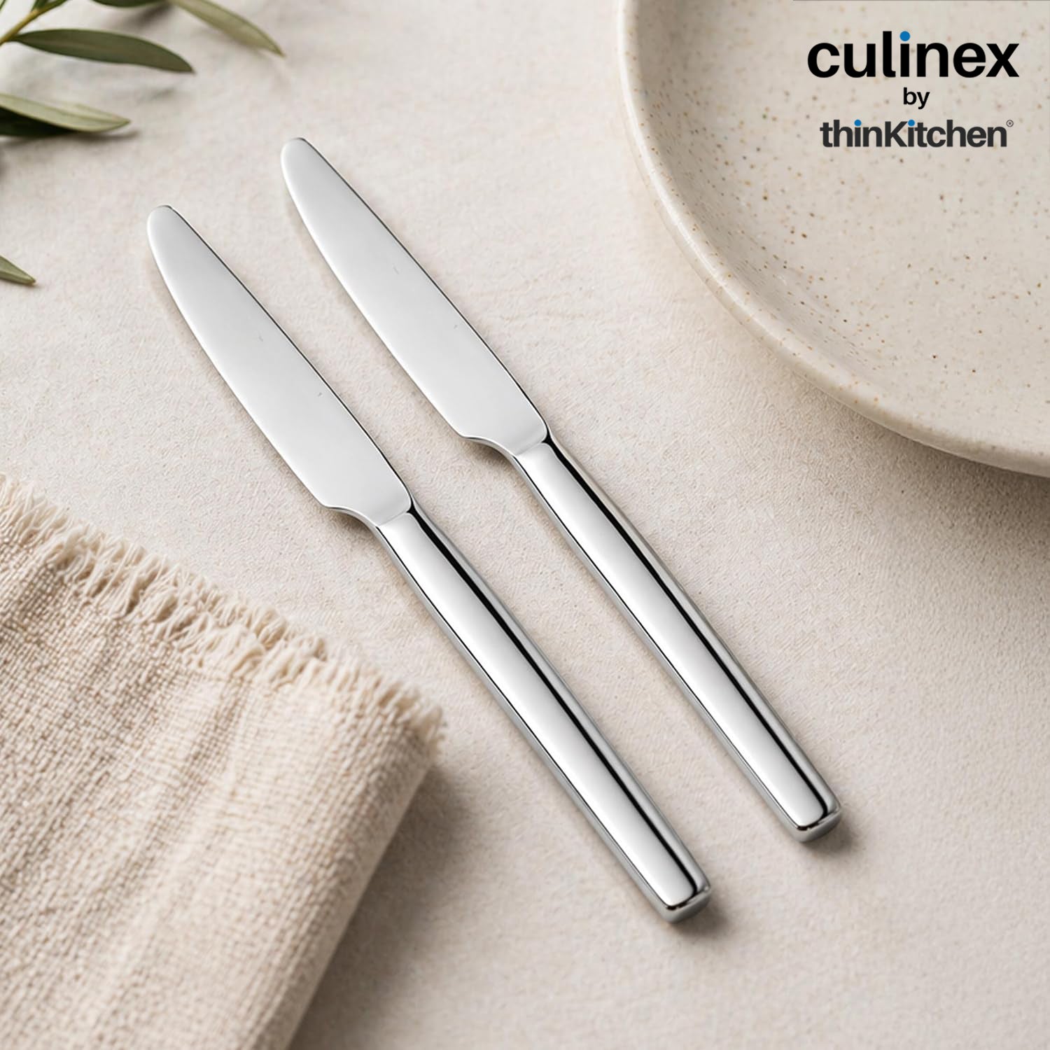 Culinex Premium Stainless Steel 8.5" Knife Set of 6 for Dining Table, Kitchen | Rustproof Dinner Knives, Silver Flatware by thinKitchen (Queen) - 2