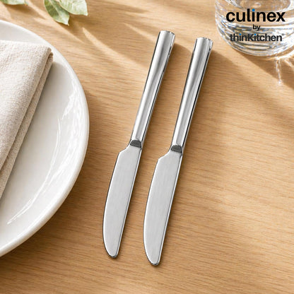 Culinex Premium Stainless Steel 8.5" Knife Set of 4 for Dining Table, Kitchen | Rustproof Dinner Knives, Silver Flatware by thinKitchen (Peru)