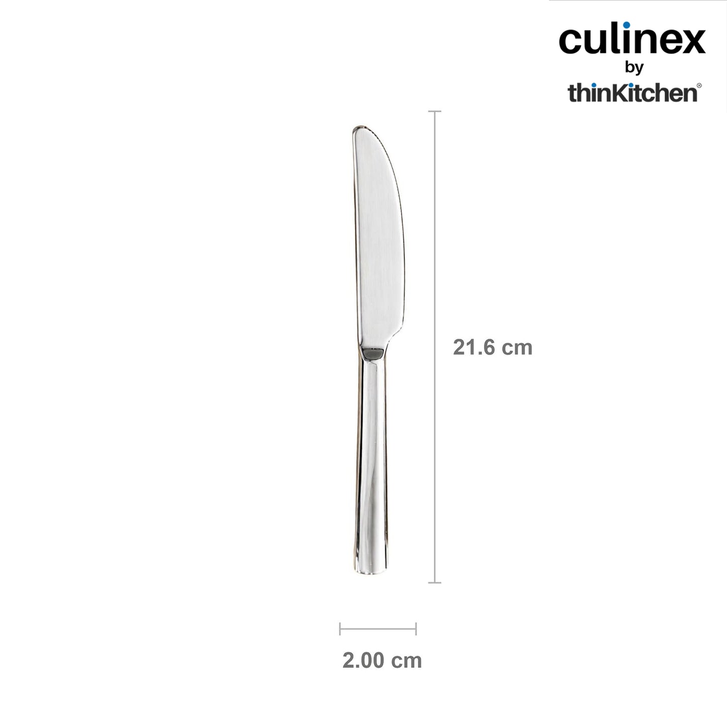 Culinex Premium Stainless Steel 8.5" Knife Set of 4 for Dining Table, Kitchen | Rustproof Dinner Knives, Silver Flatware by thinKitchen (Peru)