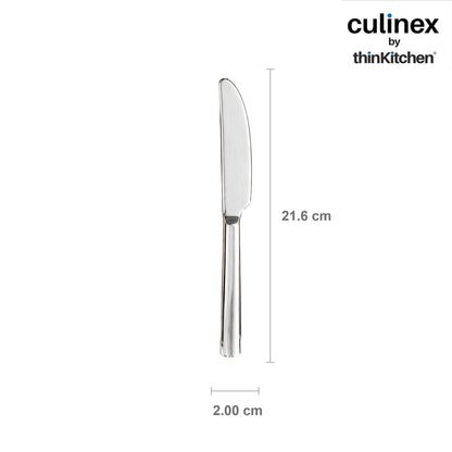 Culinex Premium Stainless Steel 8.5" Knife Set of 4 for Dining Table, Kitchen | Rustproof Dinner Knives, Silver Flatware by thinKitchen (Peru)