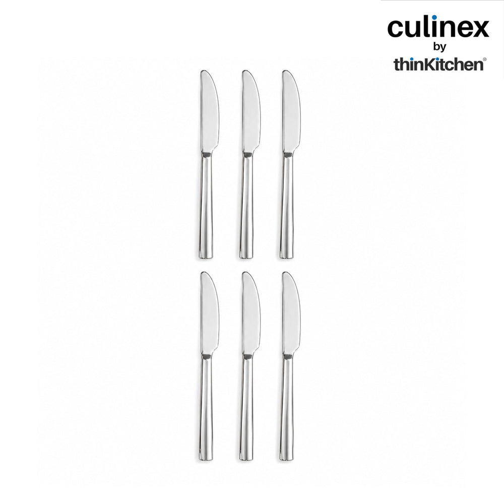 Culinex Premium Stainless Steel 8.5" Knife Set of 6 for Dining Table, Kitchen | Rustproof Dinner Knives, Silver Flatware by thinKitchen (Peru)