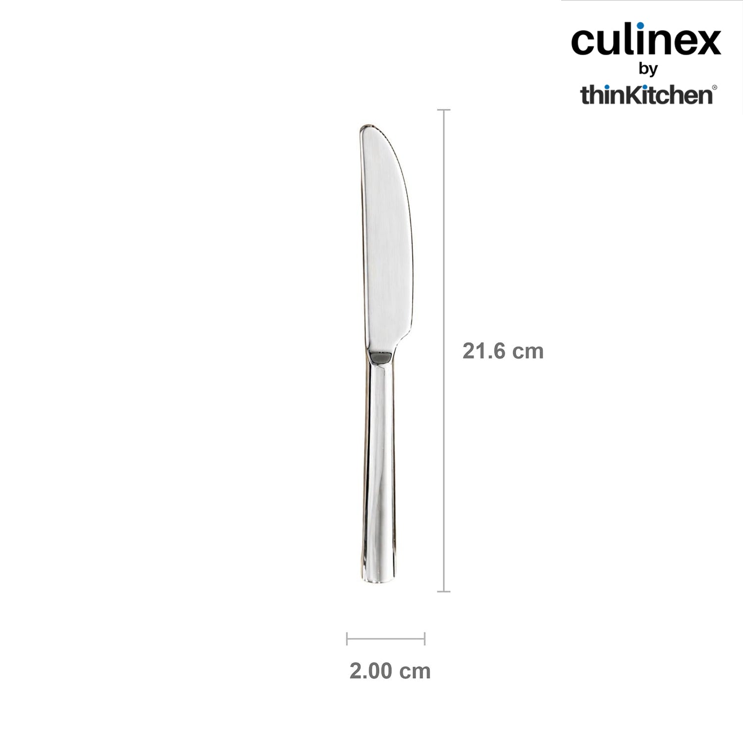 Culinex Premium Stainless Steel 8.5" Knife Set of 6 for Dining Table, Kitchen | Rustproof Dinner Knives, Silver Flatware by thinKitchen (Peru) - 3