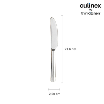 Culinex Premium Stainless Steel 8.5" Knife Set of 6 for Dining Table, Kitchen | Rustproof Dinner Knives, Silver Flatware by thinKitchen (Peru)