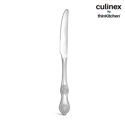 Culinex Premium Stainless Steel 9.5" Dinner Table Knife Set of 4 for Dining Table, Kitchen| Rustproof Heavy Dinner Knives, Silver Flatware By thinKitchen (Fest)