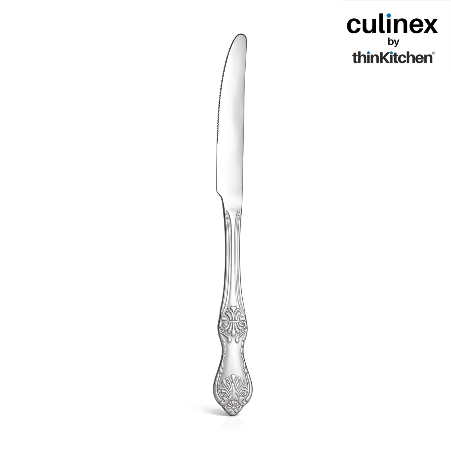 Culinex Premium Stainless Steel 9.5" Dinner Table Knife Set of 6 for Dining Table, Kitchen| Rustproof Heavy Dinner Knives, Silver Flatware By thinKitchen (Fest) - 3