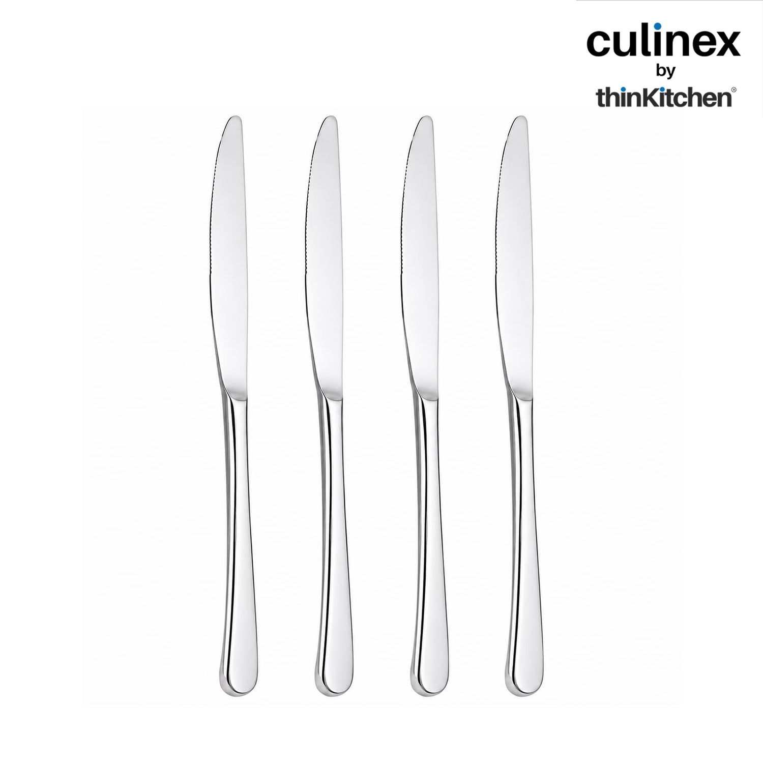 Culinex Premium Stainless Steel 8.5" Dinner Knife Set of 4 for Dining, Home & Kitchen | Rustproof Table Butter Knives, Silver Flatware by thinKitchen (Dora) - 1