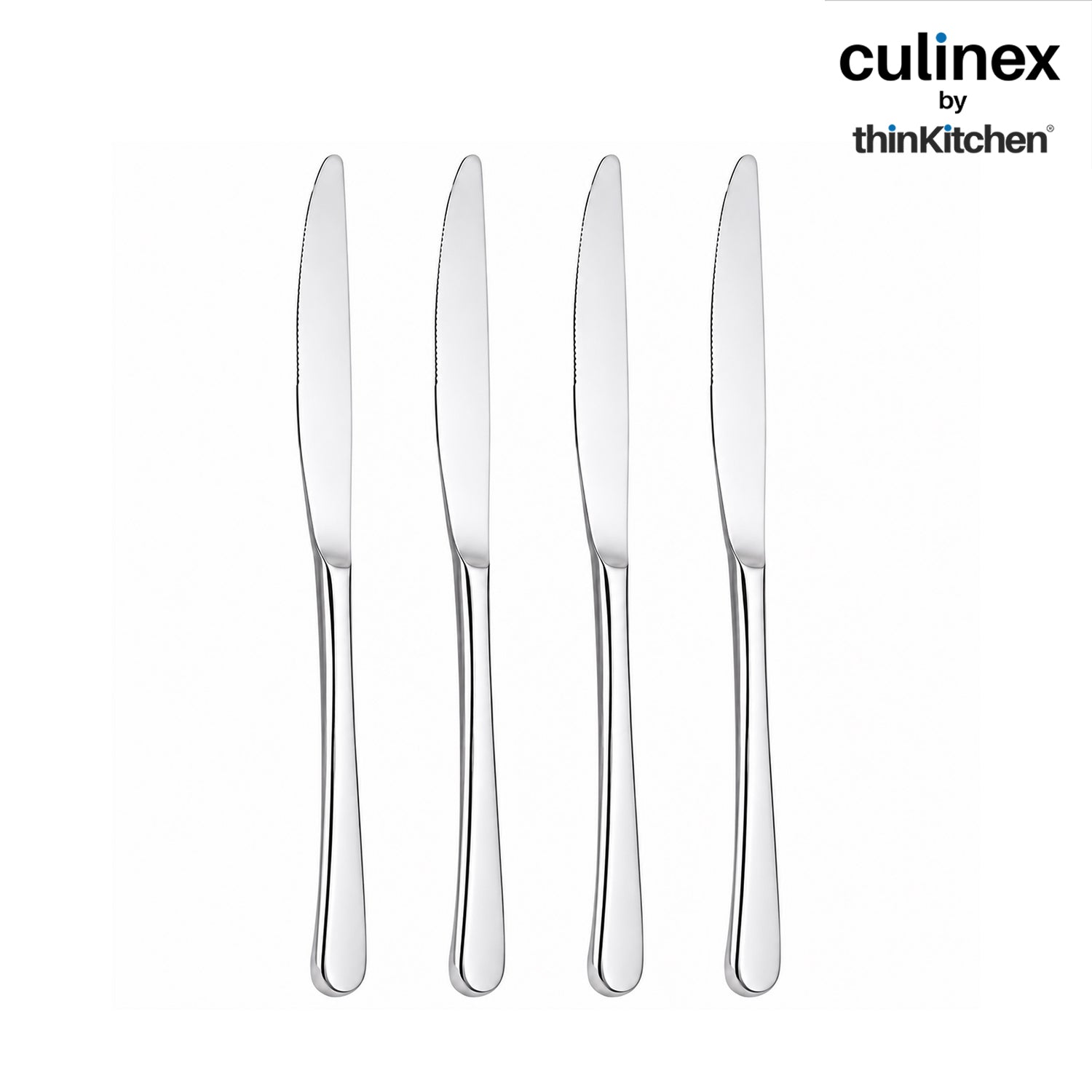 Culinex Premium Stainless Steel 8.5" Dinner Knife Set of 6 for Dining, Home & Kitchen | Rustproof Table Butter Knives, Silver Flatware by thinKitchen (Dora) - 1