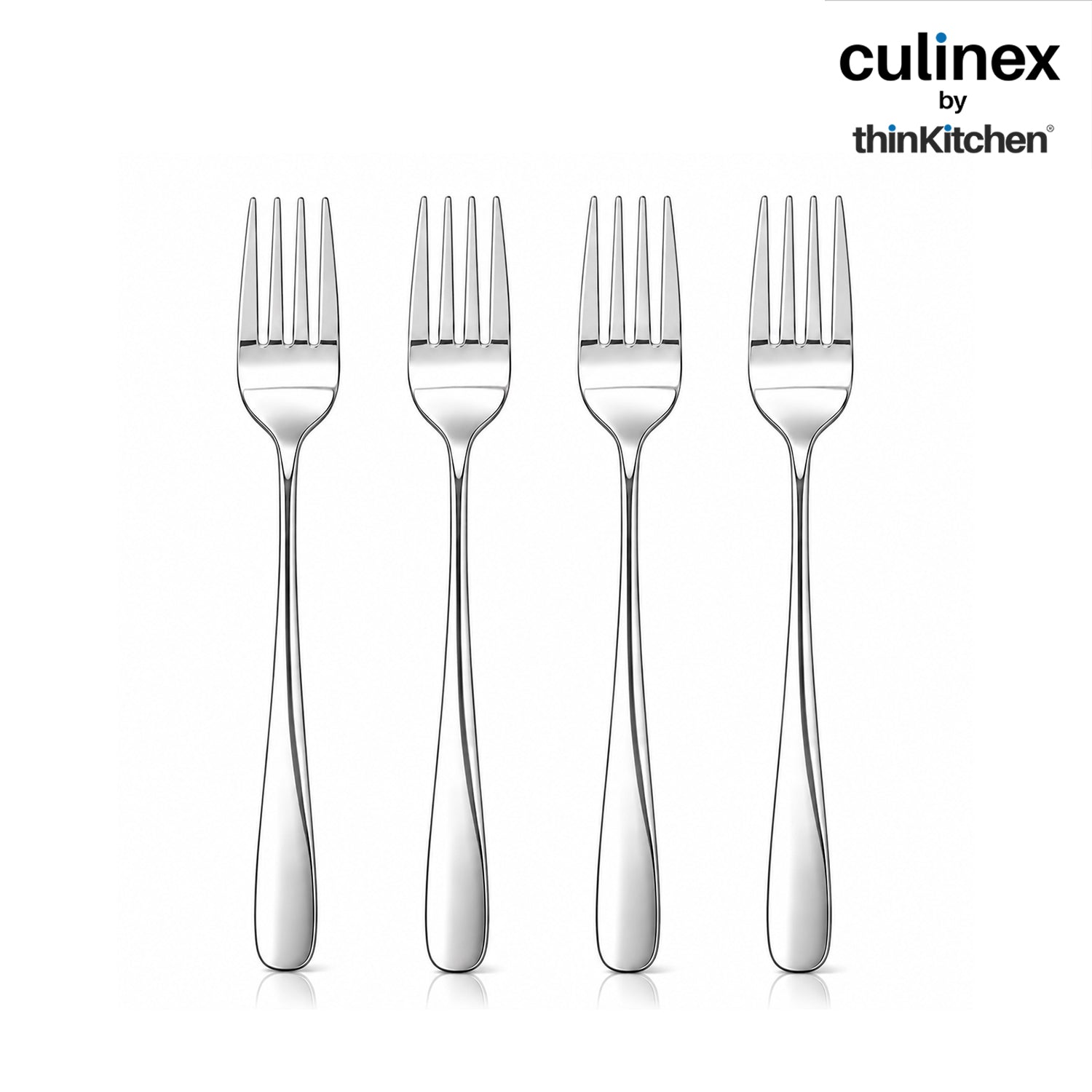 Culinex 18/8 Premium Stainless Steel 8.3" Table Fork Set of 4 for Dining Table, Home, Kitchen| Heavy, Rustproof Dinner Forks, Silver Flatware By thinKitchen (Dora) - 1